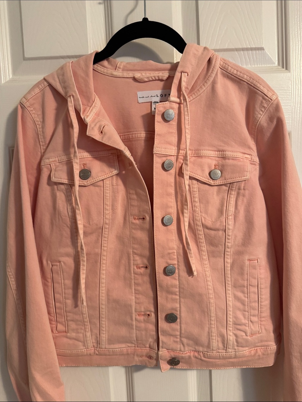LOFT Peach Hooded Denim Jacket